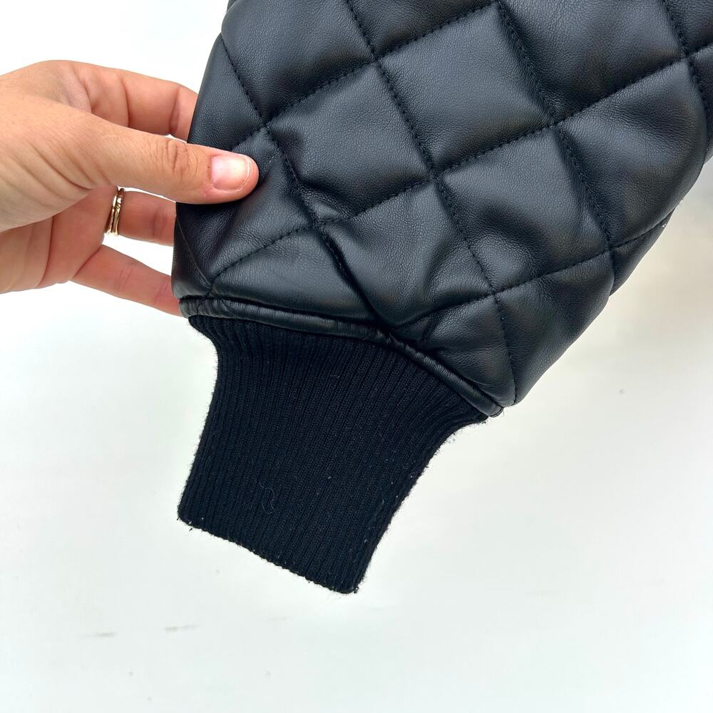 Good American Better Than Leather Quilter Bomber Puffy Jacket Plus Size 22 Black - Picture 9 of 10